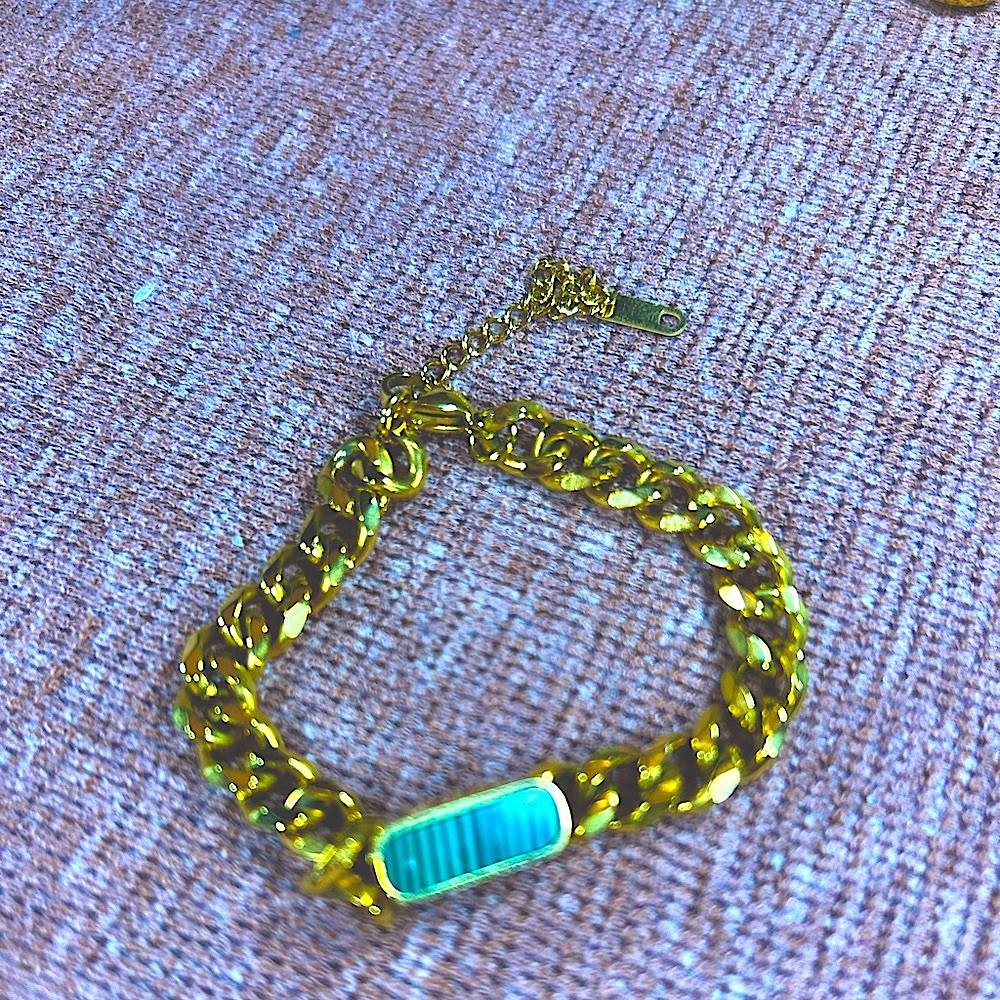 Cuban Chain Malachite Bracelet